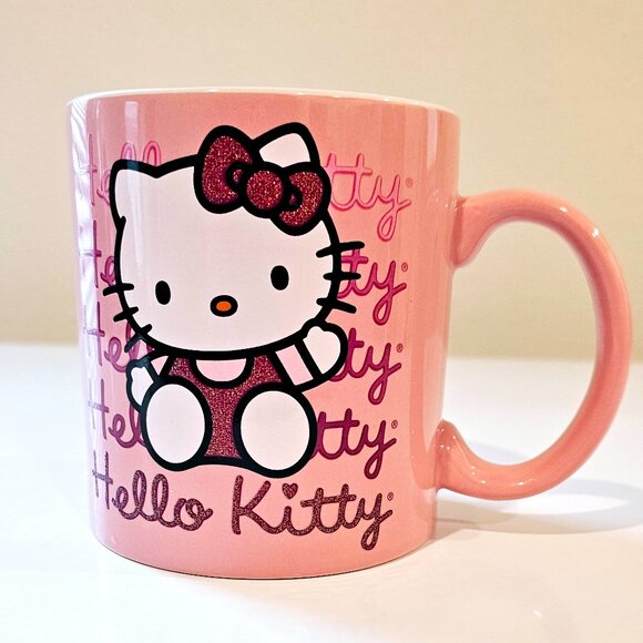 Sanrio Hello Kitty Glitter Pink Coffee Mug 20oz - Picture 3 of 6
